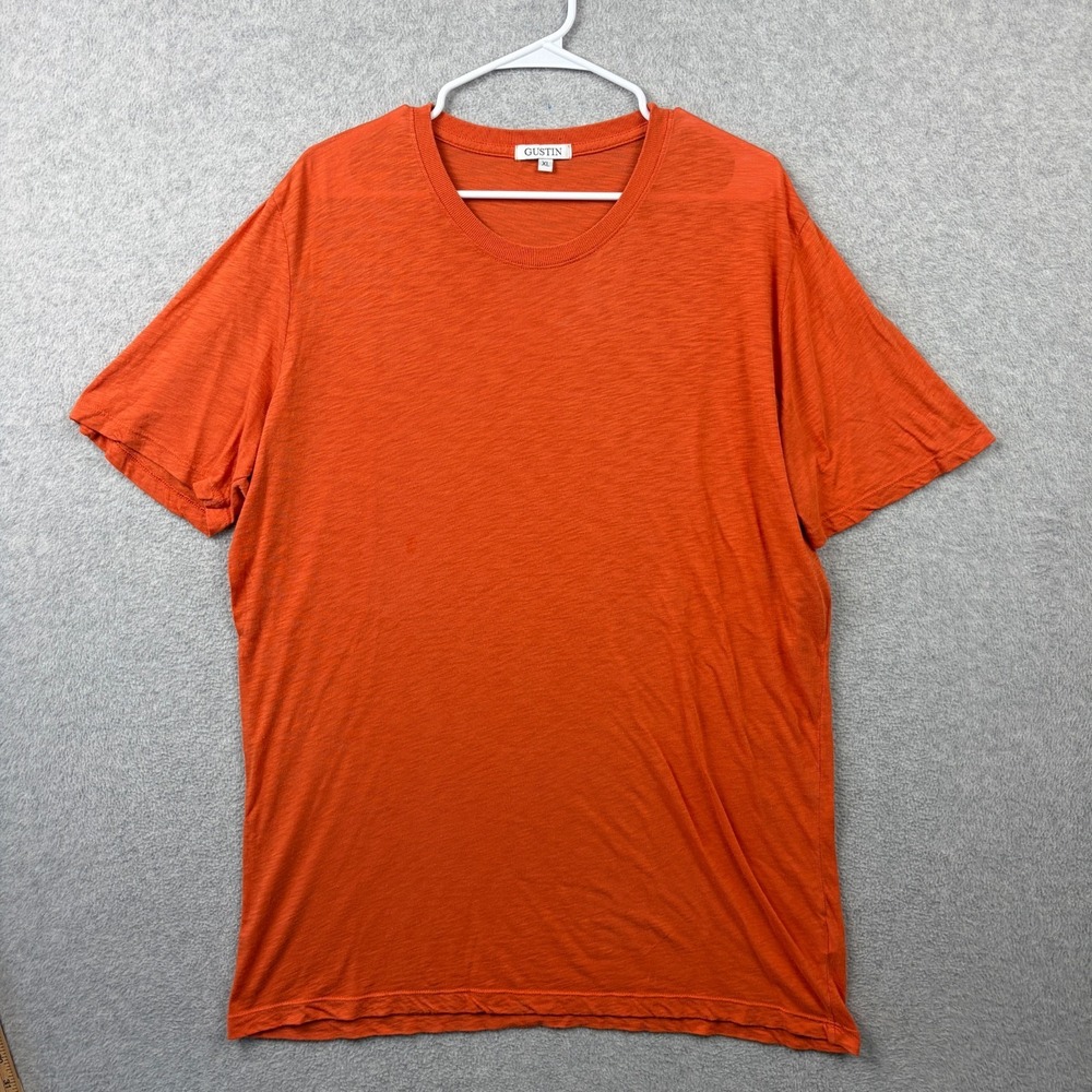 Gustin T Shirt Mens XL Orange Lightweight Slub Cotton Jersey Blank USA MADE Tee